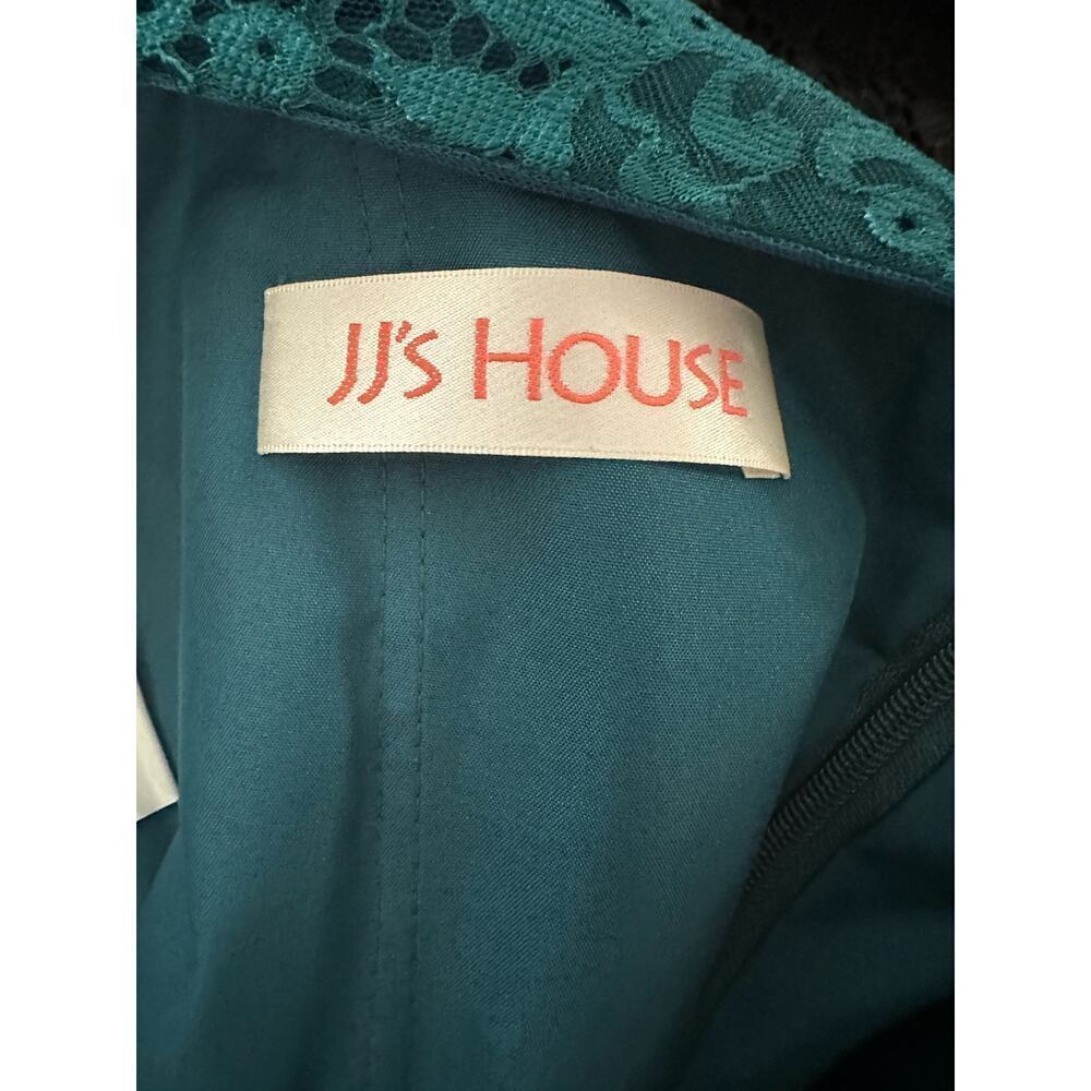 JJ’s HOUSE Dark Teal Green Lace V-Neck 3/4 Sleeve Mother Of The Bride Gown Dress - Picture 5 of 5